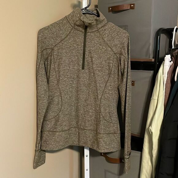 Lululemon Rush Hour 1/2 Zip Pullover Sz 6 Heathered Military Green 647 - Picture 1 of 9